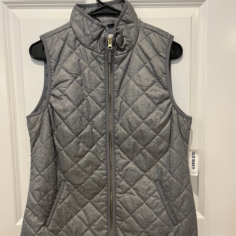 Grey Quilted Old Navy Zip Up Vest